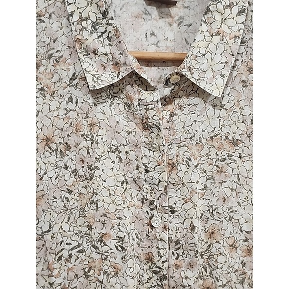 J. Jill Linen Blouse Womens XL Button-up  Long Sleeve, Floral Print‎ 100% Linen - Picture 3 of 9